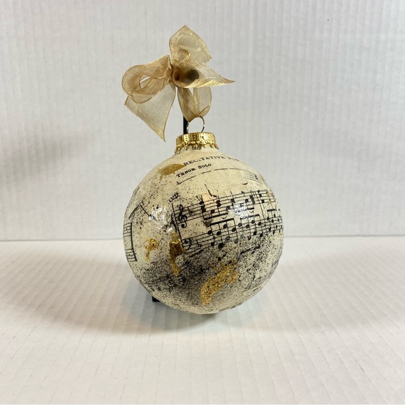 Hand Crafted Other - Music Sheet & Gold Tone Art Christmas Tree Ornament Artisan Made Hand Crafted